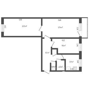 3-к квартира, вторичка, 60м2, 3/5 этаж