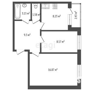 2-к квартира, вторичка, 48м2, 2/3 этаж