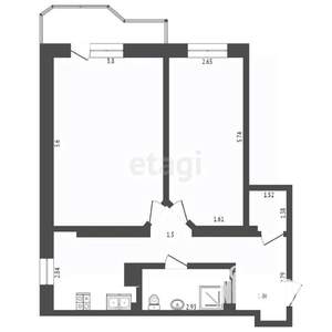 2-к квартира, вторичка, 55м2, 1/9 этаж