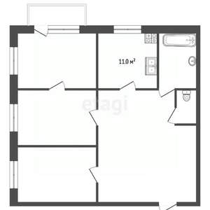 3-к квартира, вторичка, 62м2, 4/10 этаж