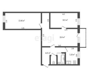3-к квартира, вторичка, 58м2, 2/3 этаж