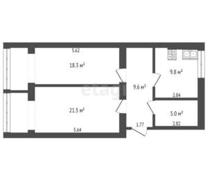 2-к квартира, вторичка, 64м2, 2/3 этаж