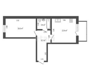 1-к квартира, вторичка, 42м2, 2/3 этаж