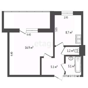 1-к квартира, вторичка, 35м2, 9/9 этаж
