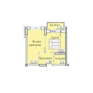 1-к квартира, вторичка, 37м2, 4/8 этаж