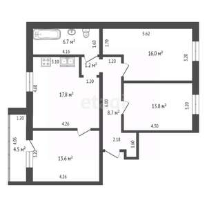 3-к квартира, вторичка, 84м2, 1/10 этаж