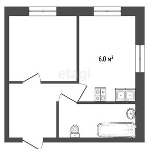 1-к квартира, вторичка, 32м2, 2/5 этаж