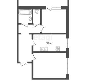 2-к квартира, вторичка, 50м2, 1/9 этаж