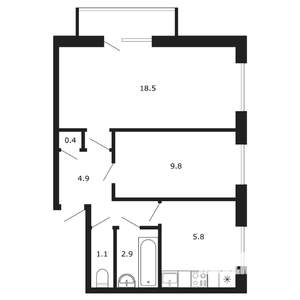2-к квартира, вторичка, 42м2, 4/5 этаж