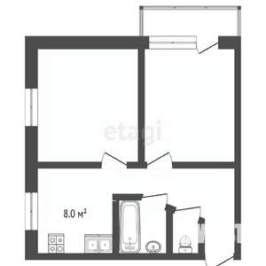 2-к квартира, вторичка, 41м2, 5/5 этаж
