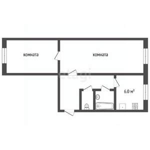 2-к квартира, вторичка, 45м2, 5/6 этаж