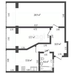2-к квартира, вторичка, 76м2, 2/3 этаж