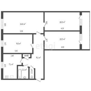 4-к квартира, вторичка, 70м2, 7/9 этаж
